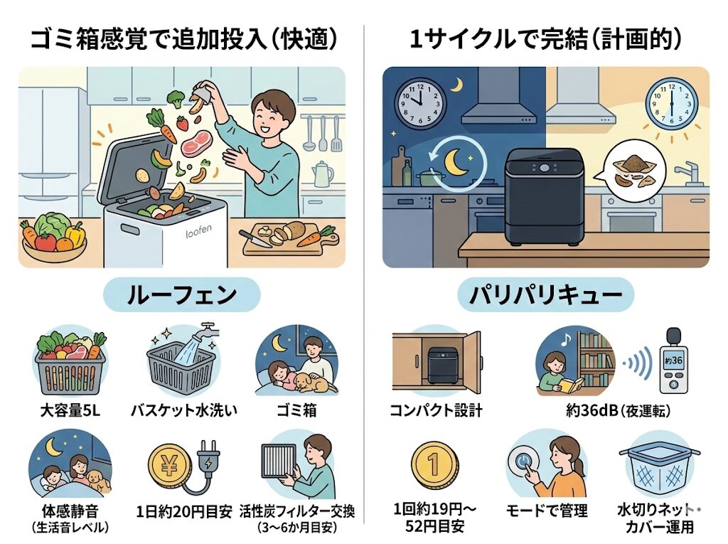 ルーフェンとパリパリキューの比較10項目