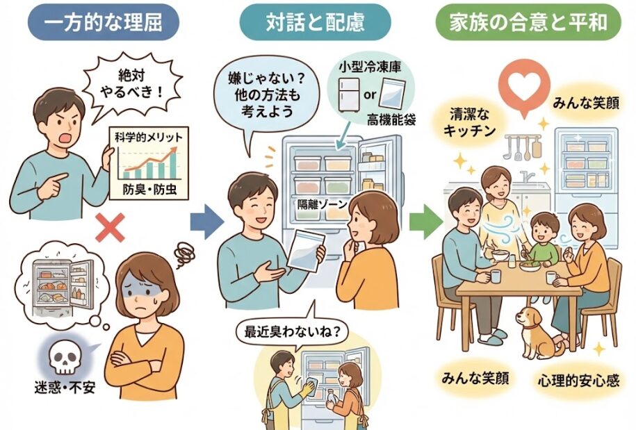 生ゴミの冷凍を迷惑にしないための家族との合意