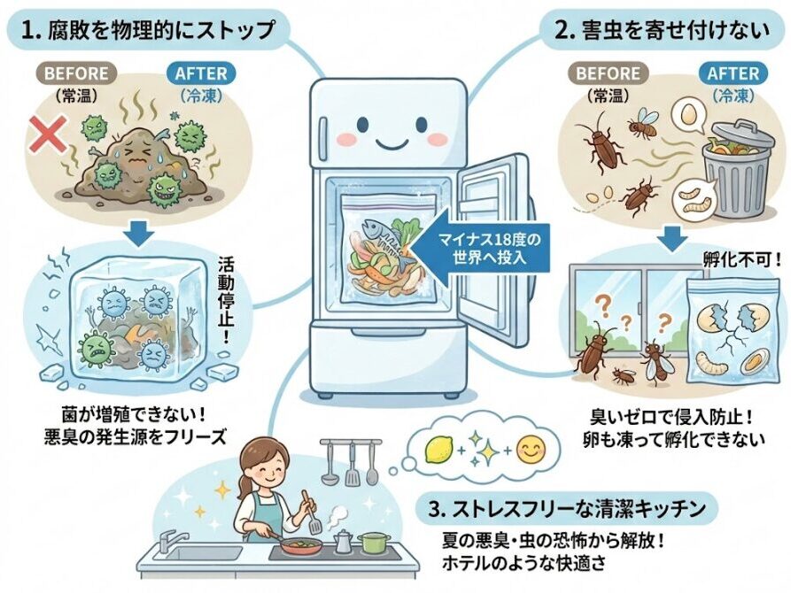 生ゴミを冷凍庫で保管する驚きのメリット
