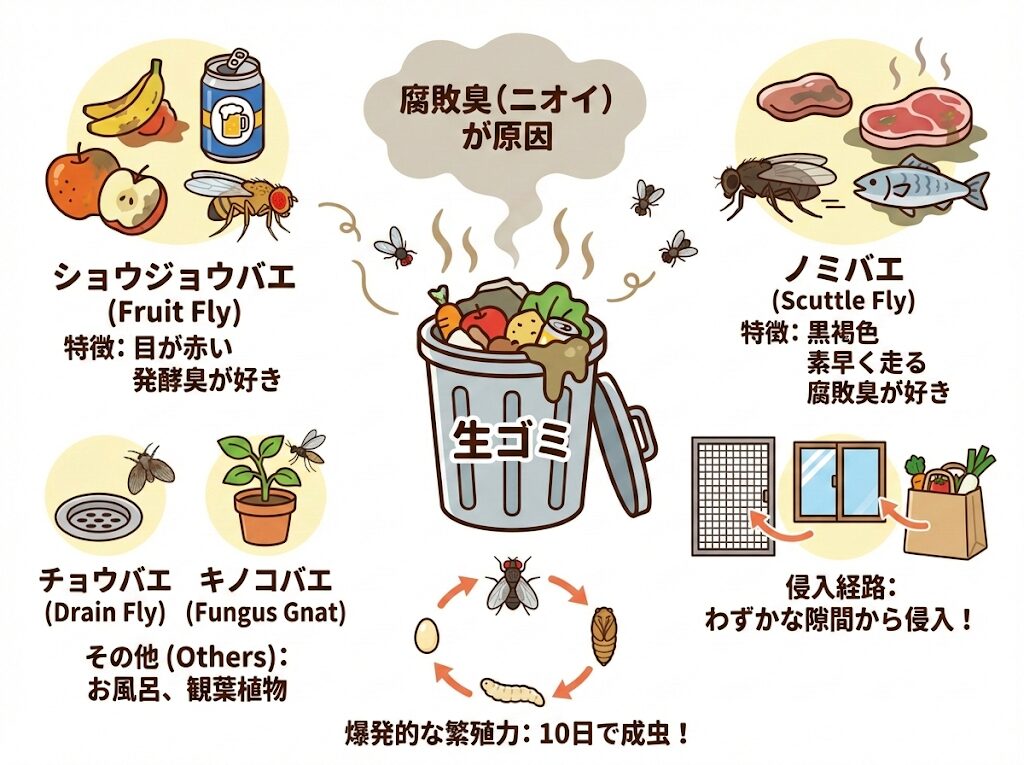生ゴミのコバエの正体と発生原因
