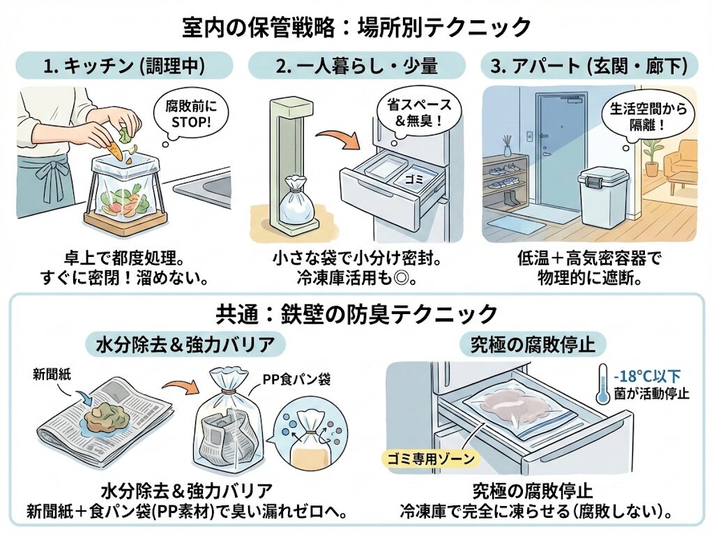 生ゴミは捨てるまでどこに置く？室内の保管戦略