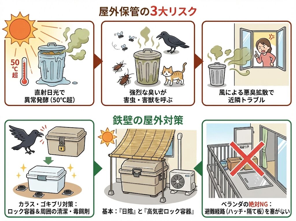 生ゴミは捨てるまでどこに置く？屋外の注意点