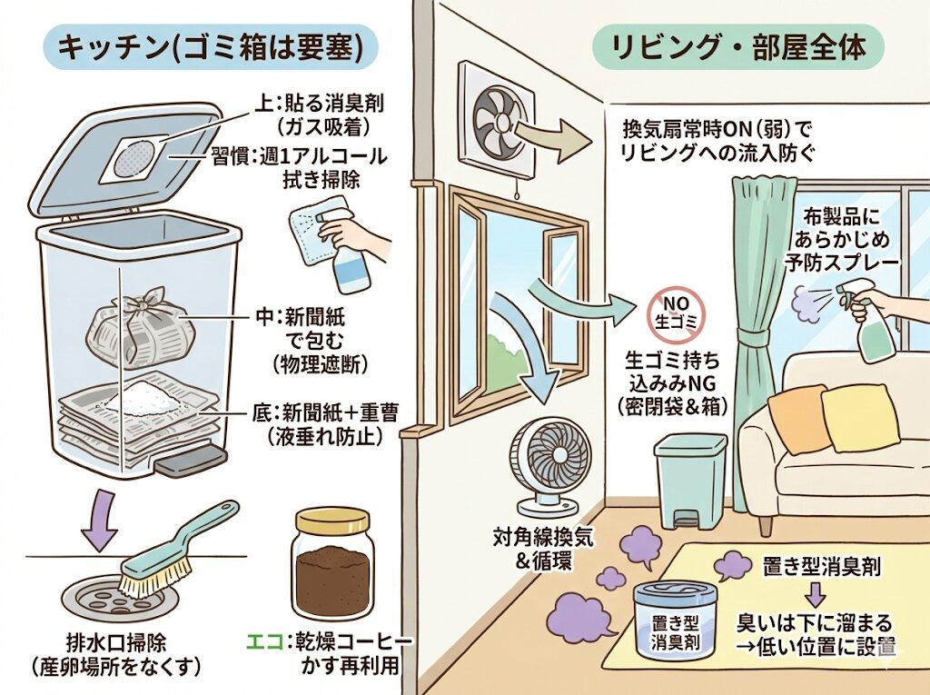 【場所別】生ゴミの臭い消しでおすすめの対策