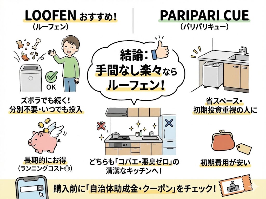 まとめ｜ルーフェンとパリパリキューの比較結果