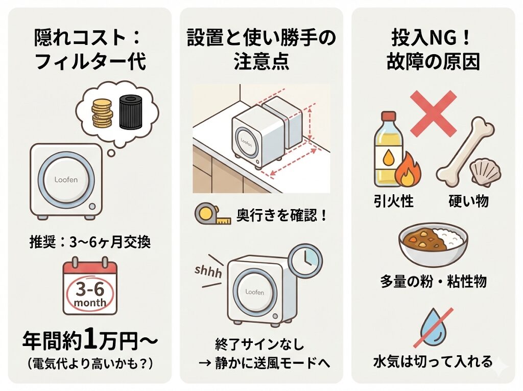 ルーフェンの電気代以外のコストと注意点