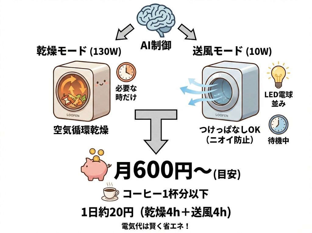 ルーフェンの電気代は月いくらかかる?
