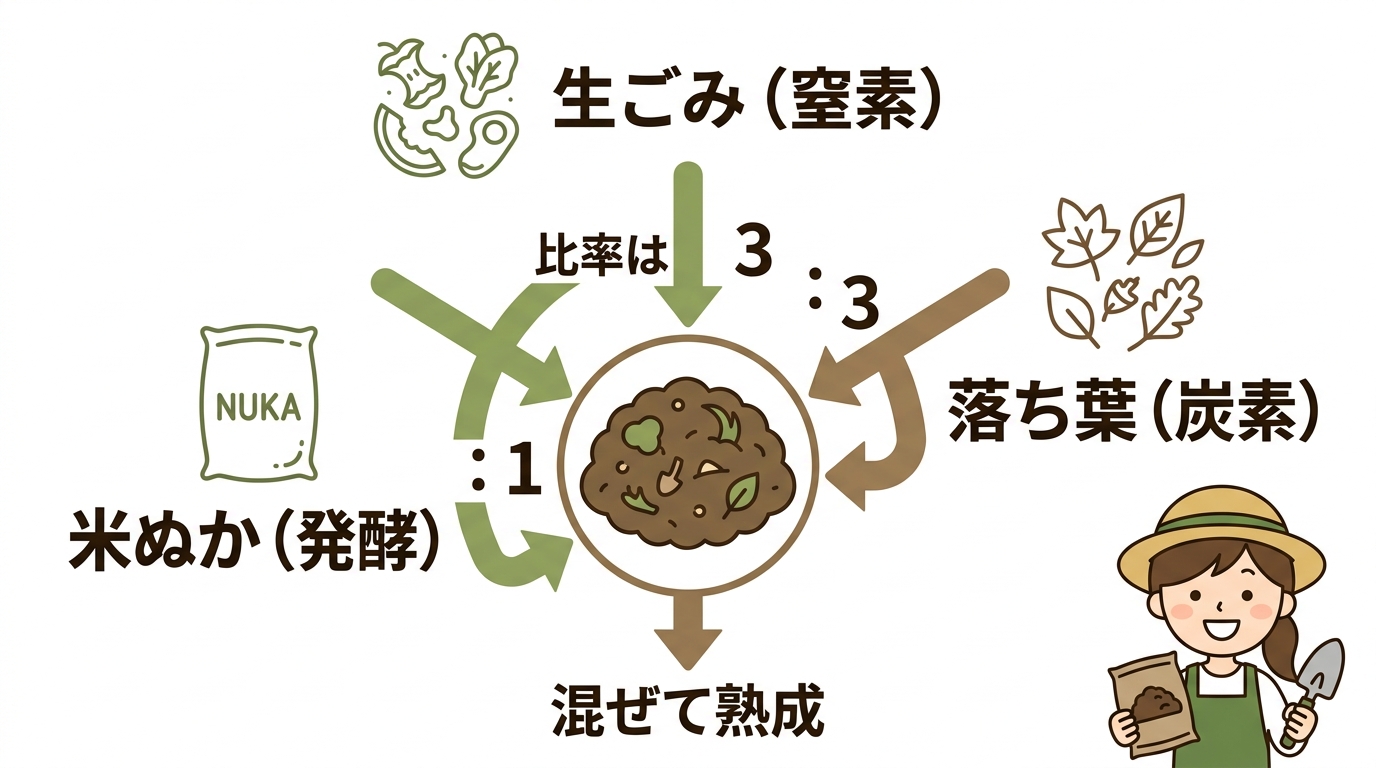良質な堆肥にする材料と黄金比