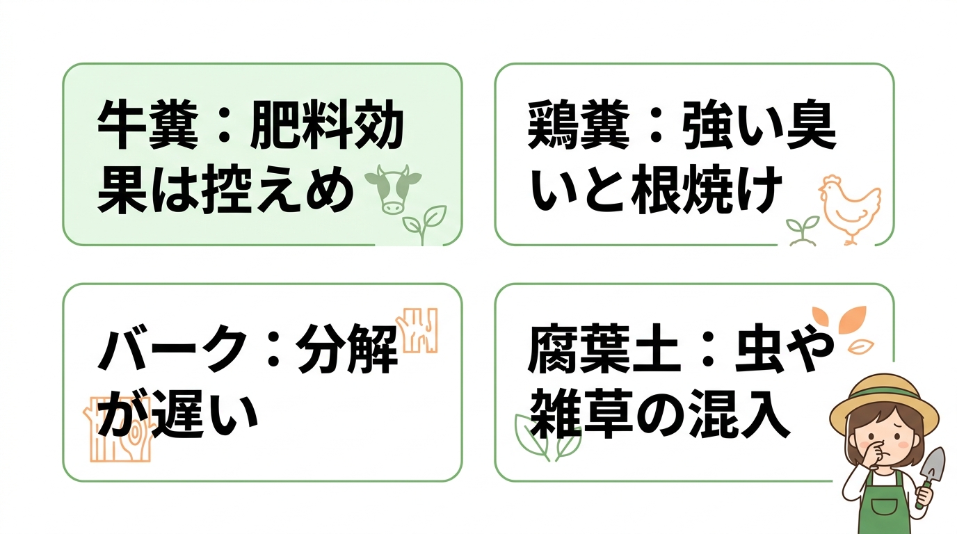堆肥の種類ごとに異なるデメリット