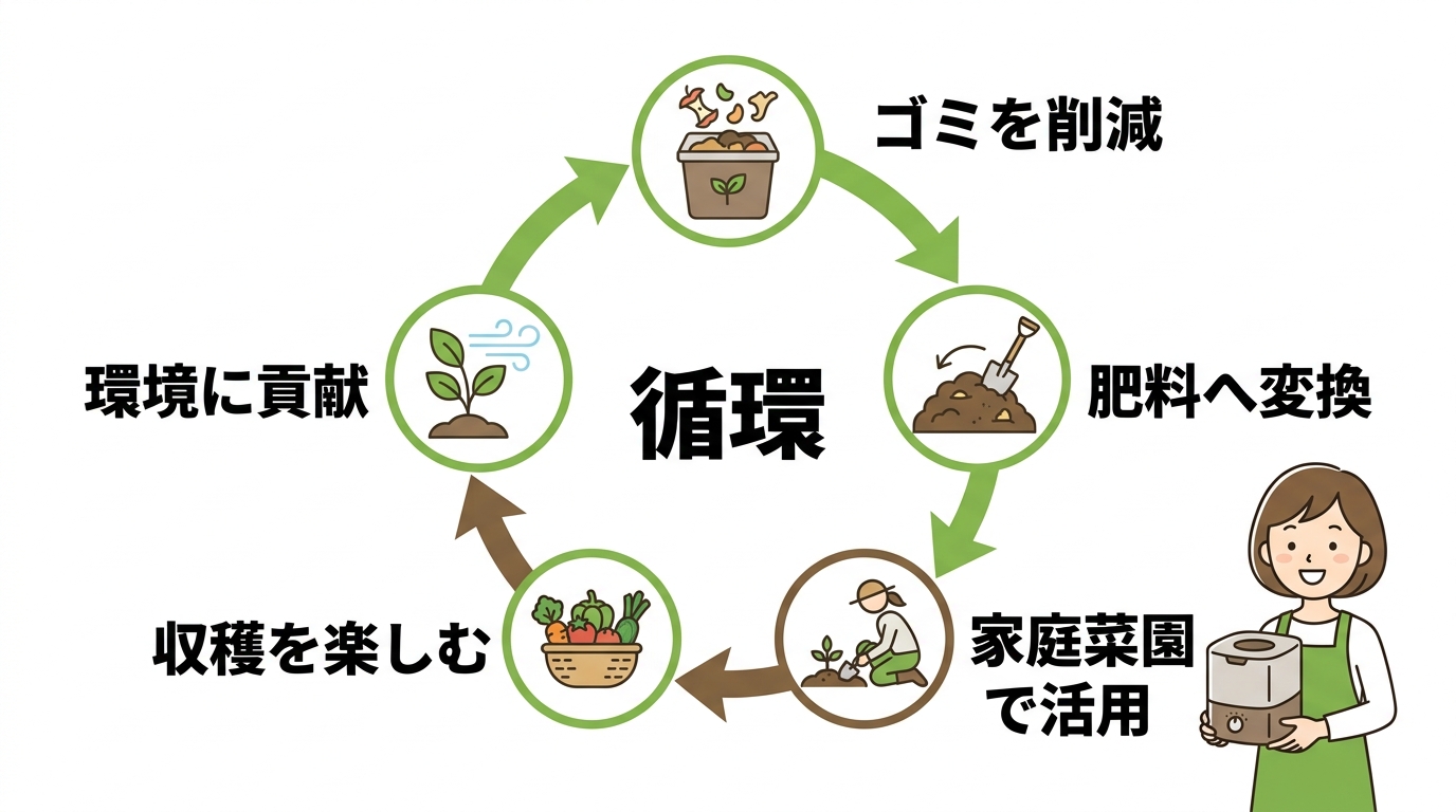 処理した生ゴミを肥料に再利用する