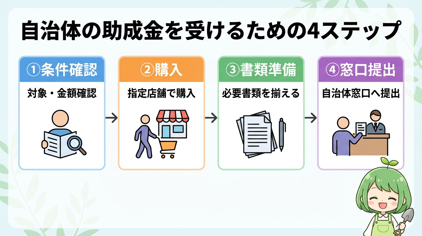 自治体の助成金を受けるための4ステップ