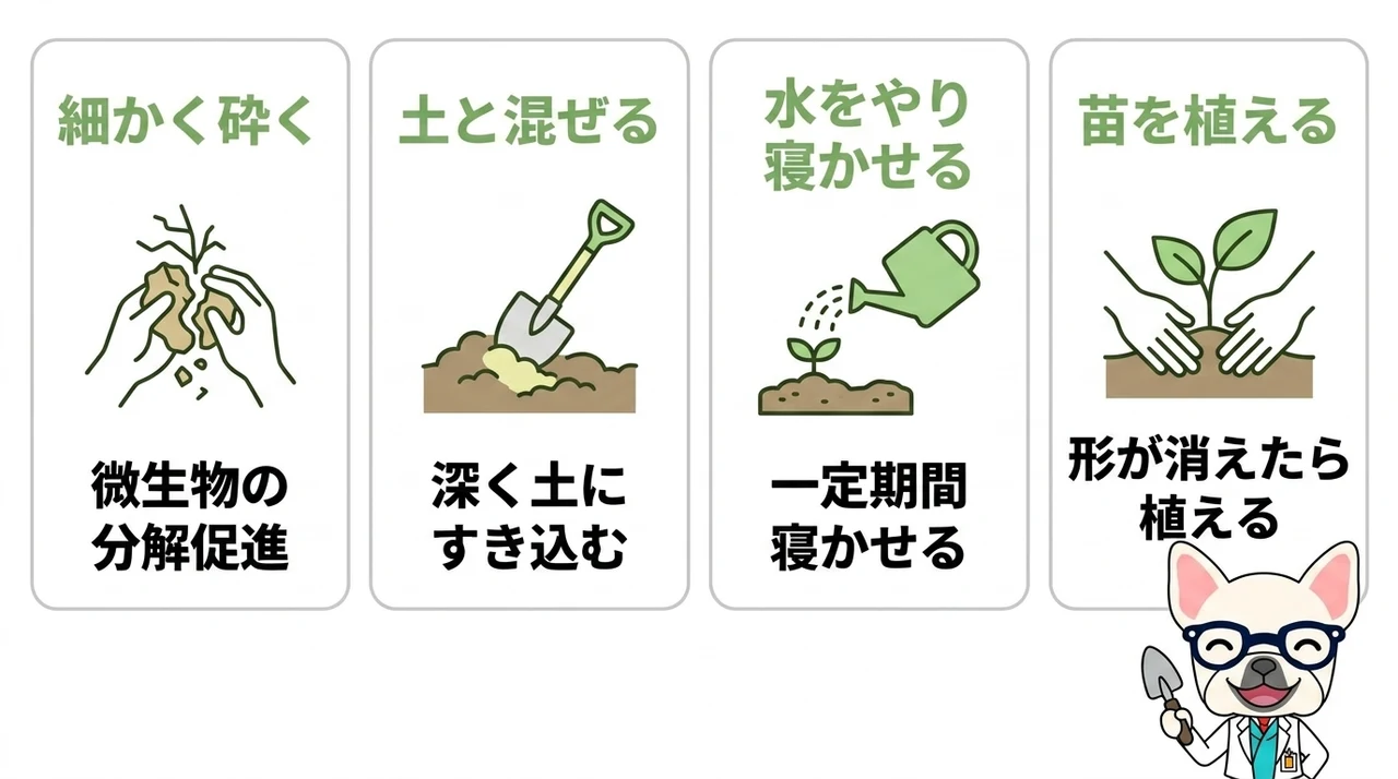 パリパリキューの乾燥物を肥料にする4ステップ