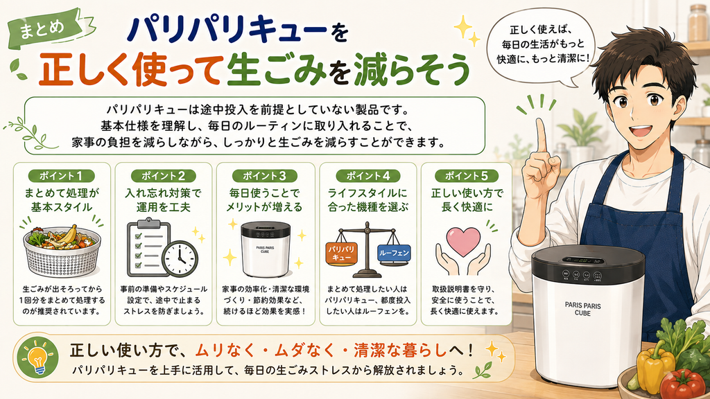 まとめ:パリパリキューを正しく使って生ごみを減らそう