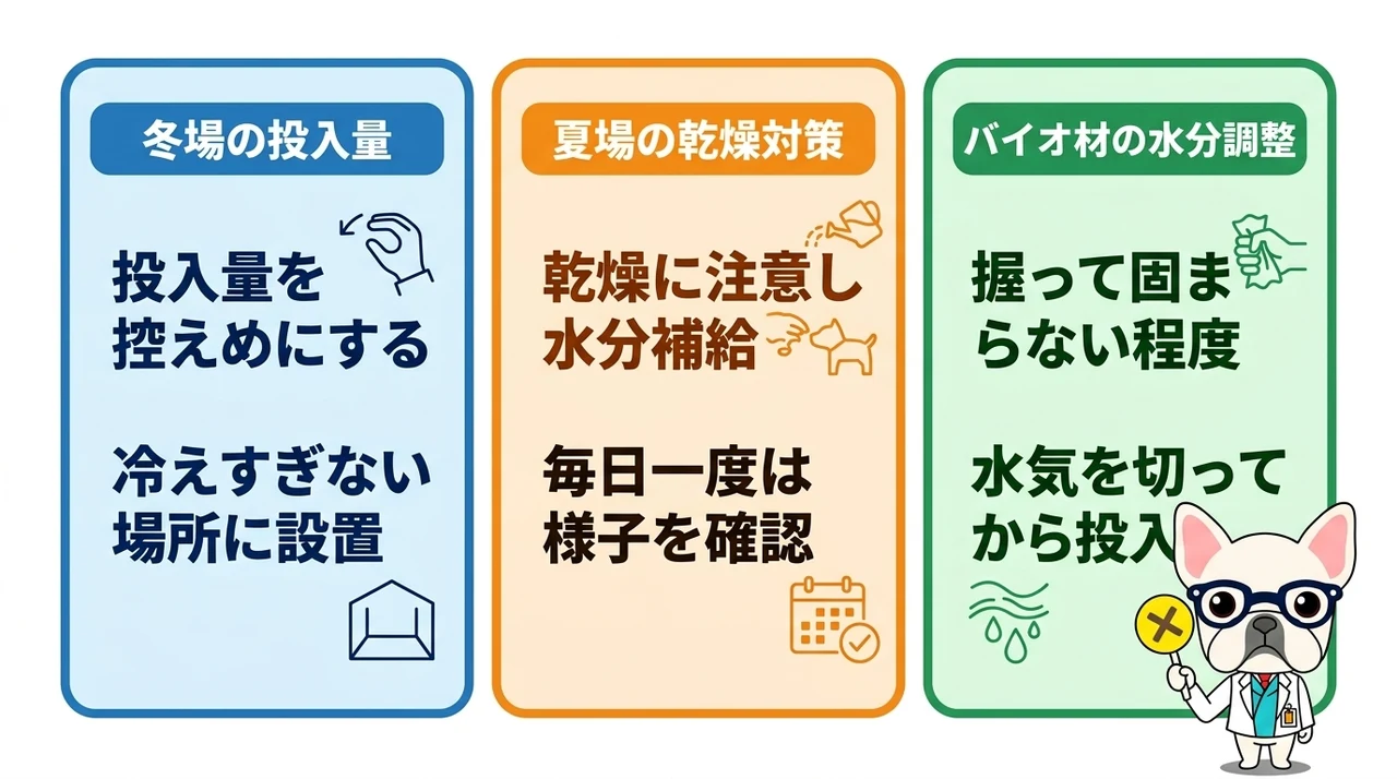 季節や気温に合わせたナクスルの管理術