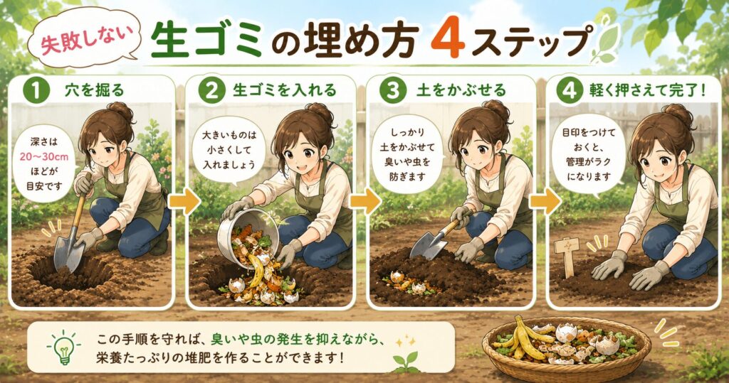 失敗しない生ゴミの埋め方4ステップ