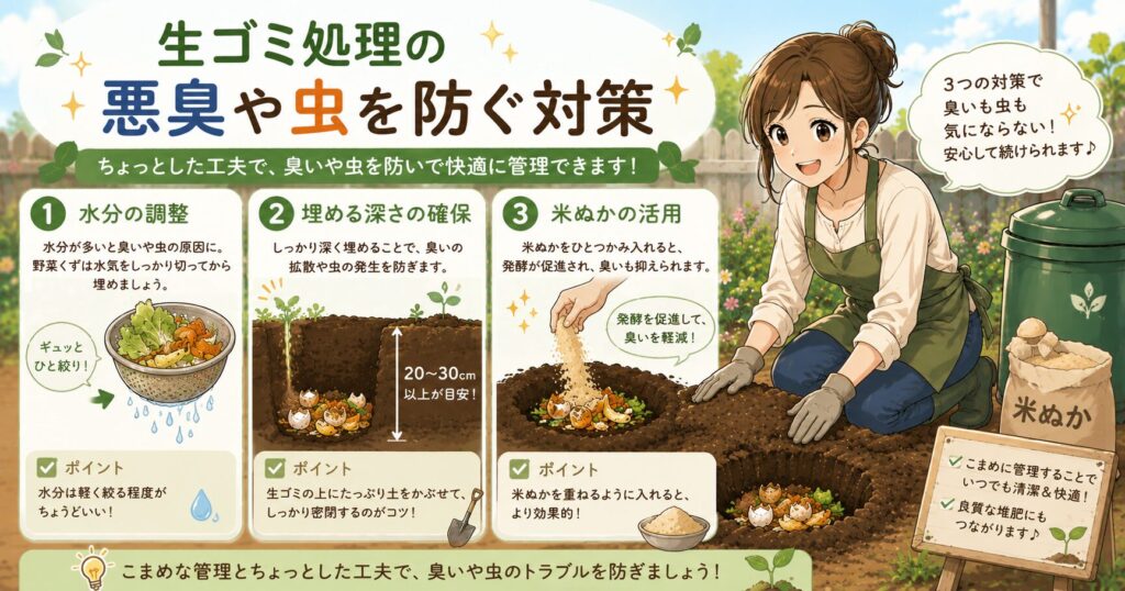 生ゴミ処理の悪臭や虫を防ぐ対策