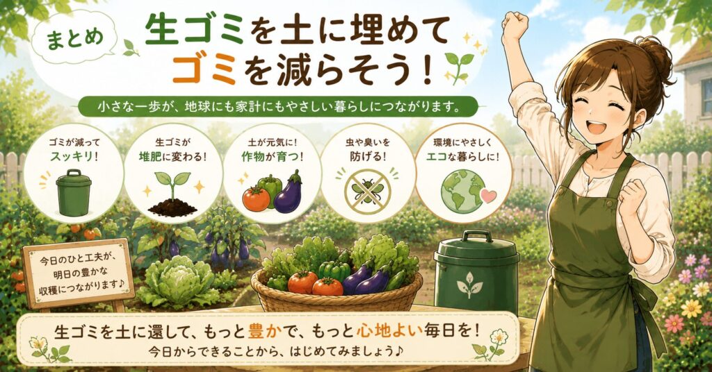 まとめ：生ゴミを土に埋めてゴミを減らそう