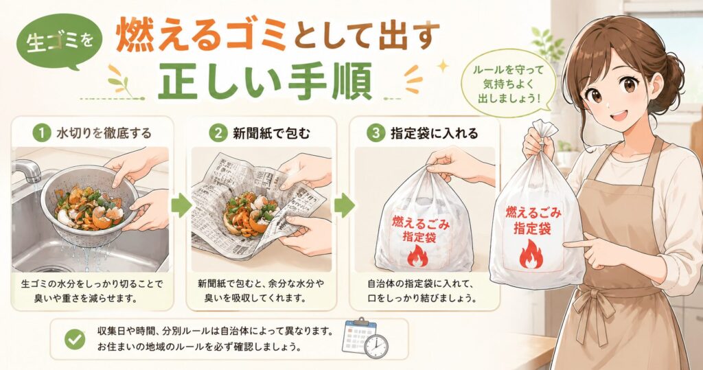 生ゴミを燃えるゴミとして出す正しい手順