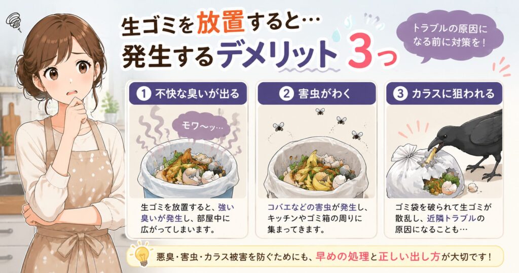 生ゴミの放置で発生するデメリット3つ