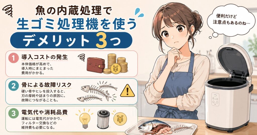 魚の内蔵処理で生ゴミ処理機を使うデメリット3つ