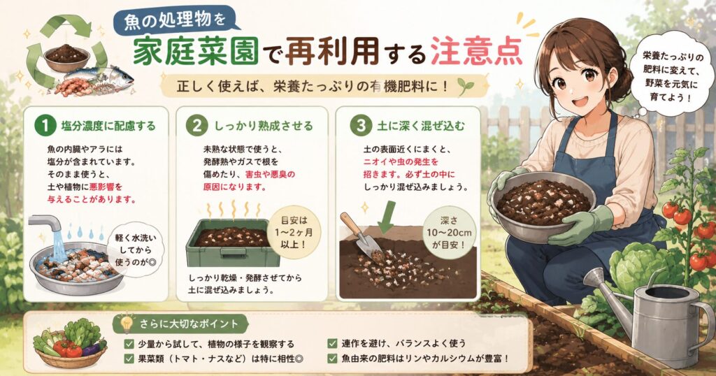 魚の処理物を家庭菜園で再利用する注意点