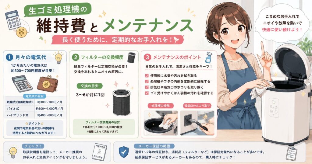 生ゴミ処理機の維持費とメンテナンス