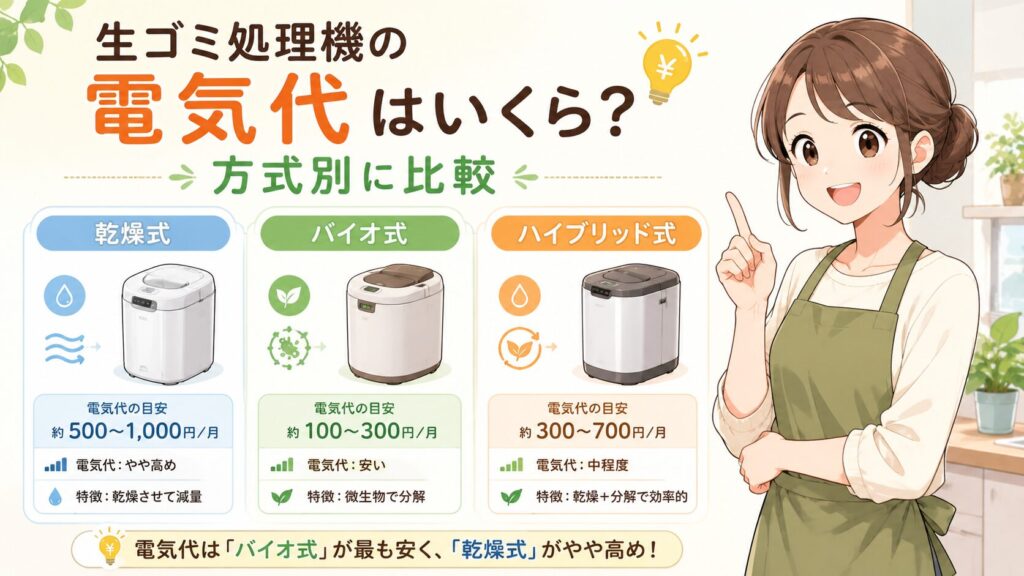 生ゴミ処理機の電気代はいくら？方式別に比較