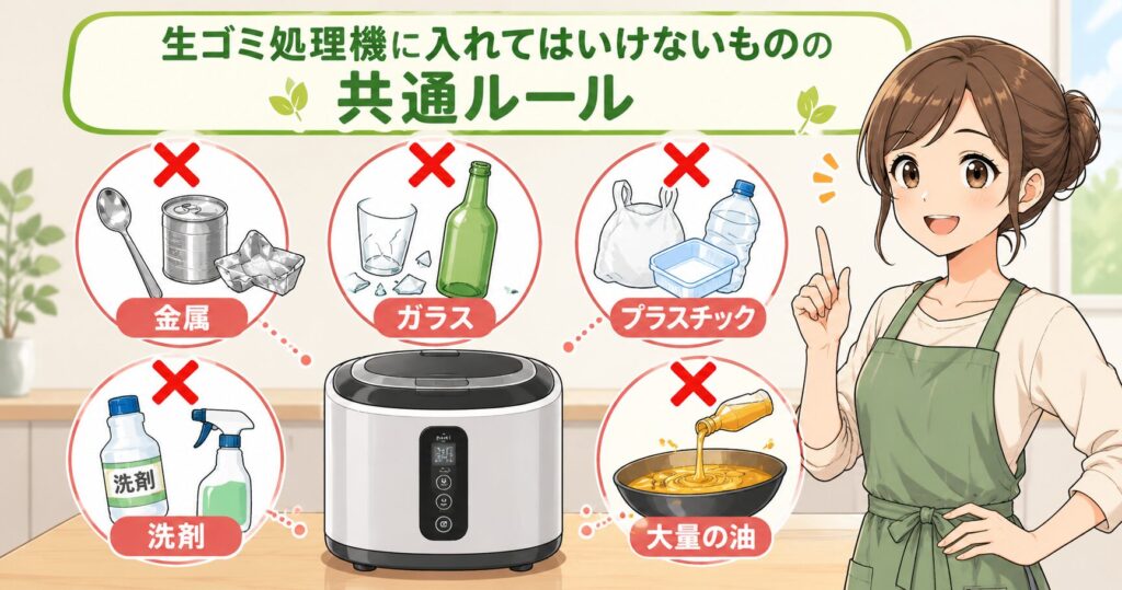 生ゴミ処理機に入れてはいけないものの共通ルール