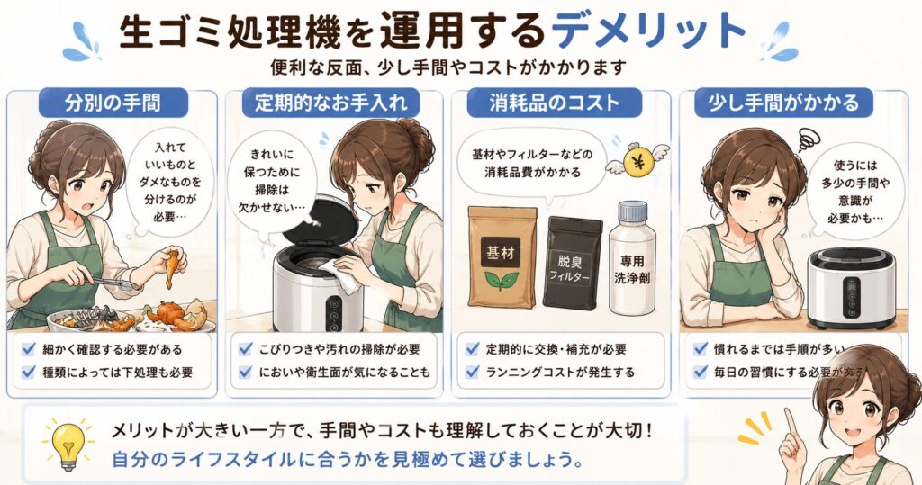生ゴミ処理機を運用するデメリット