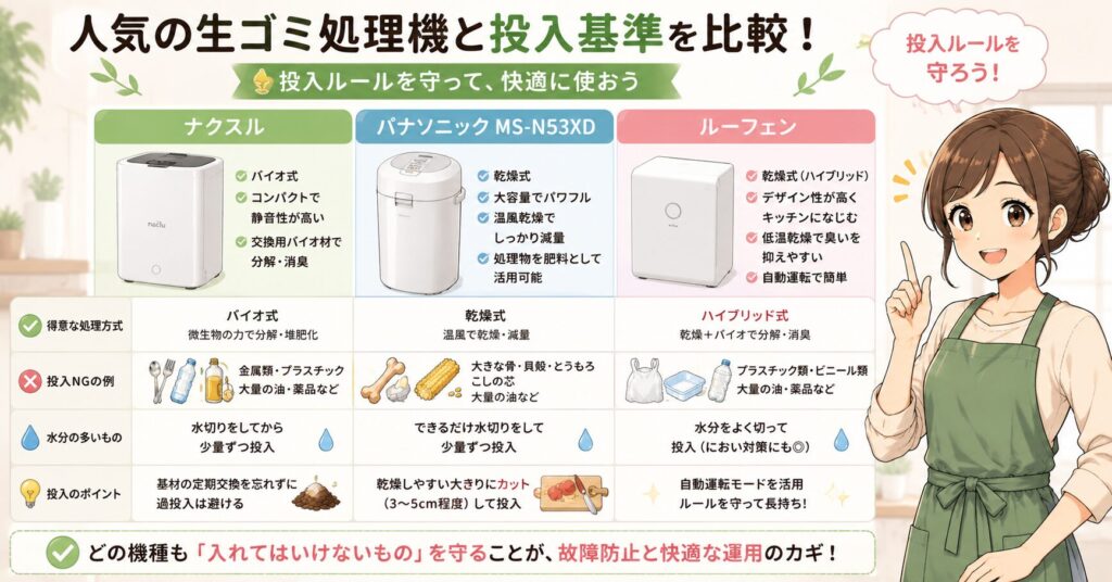 人気の生ゴミ処理機と投入基準