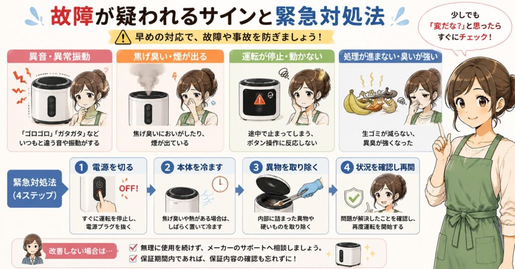 故障が疑われるサインと緊急対処法