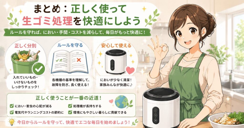 まとめ：正しく使って生ゴミ処理を快適にしよう