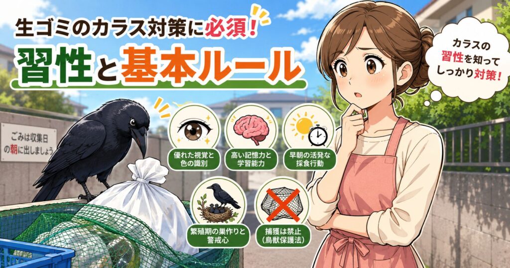 生ゴミのカラス対策に必須な習性と基本ルール