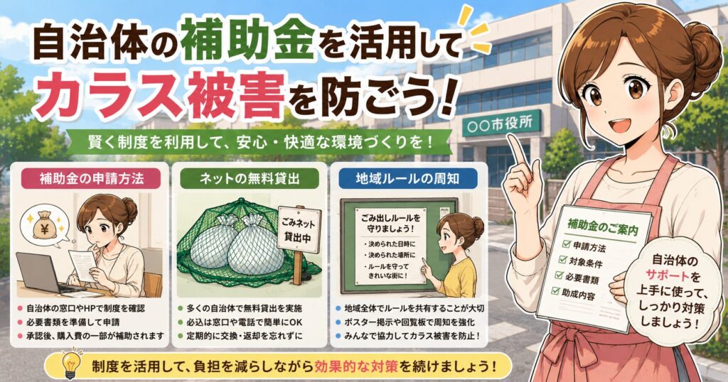 自治体の補助金活用とカラス被害の防ぎ方