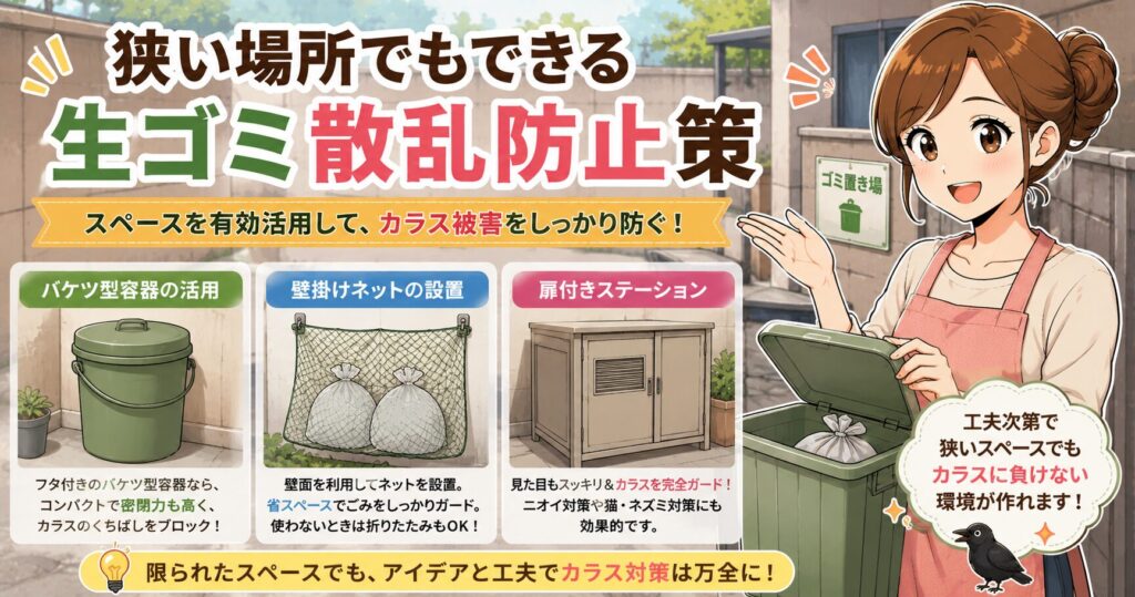 狭い場所での生ゴミ散乱防止策