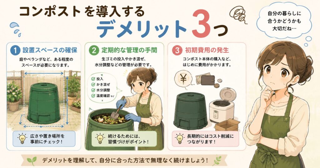 コンポストを導入するデメリット3つ