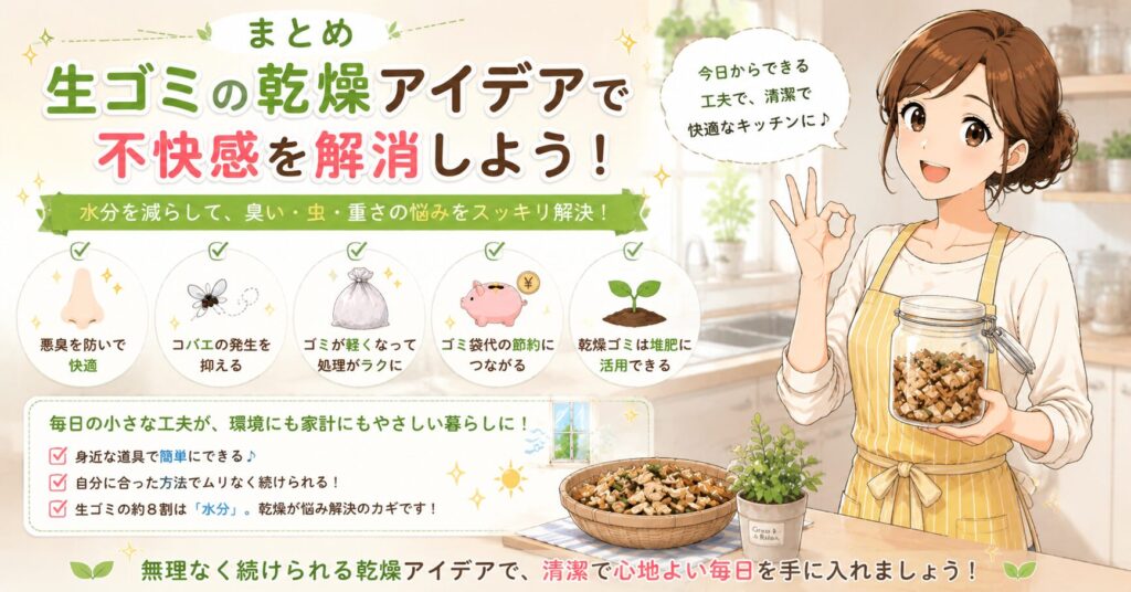 まとめ：生ゴミの乾燥アイデアで不快感を解消しよう