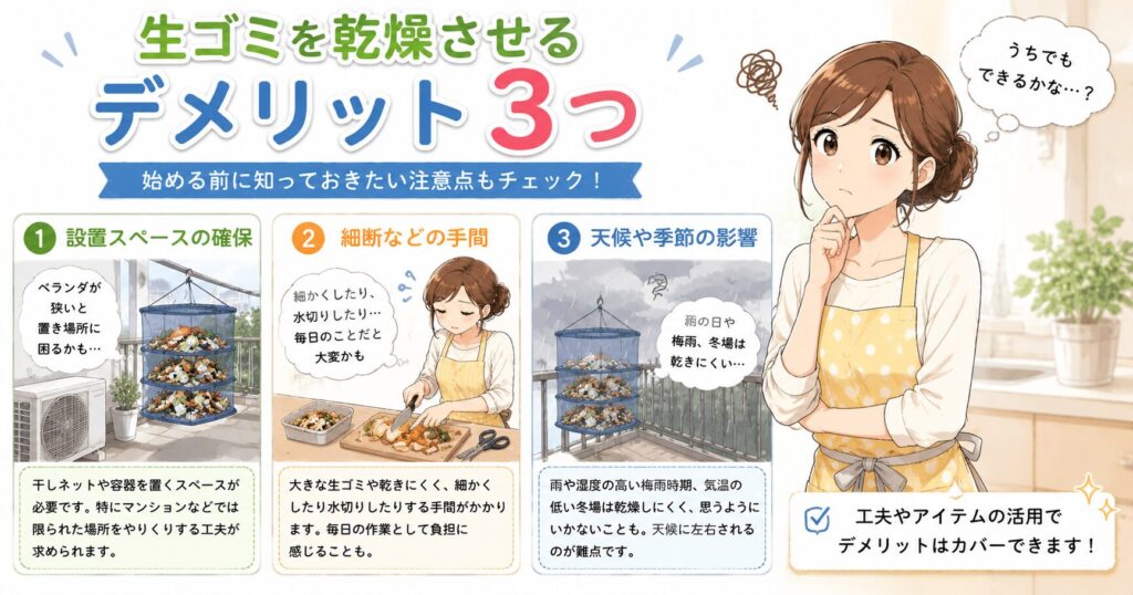 生ゴミを乾燥させるデメリット3つ