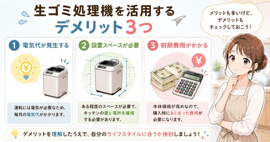 生ゴミ処理機を活用するデメリット3つ