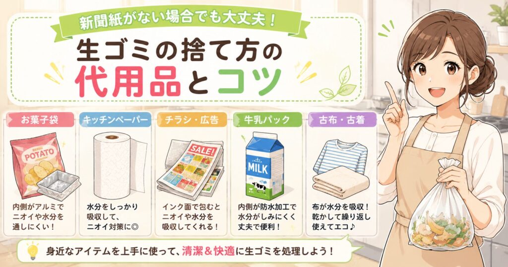 生ゴミの捨て方で新聞紙がない場合の代用品とコツ