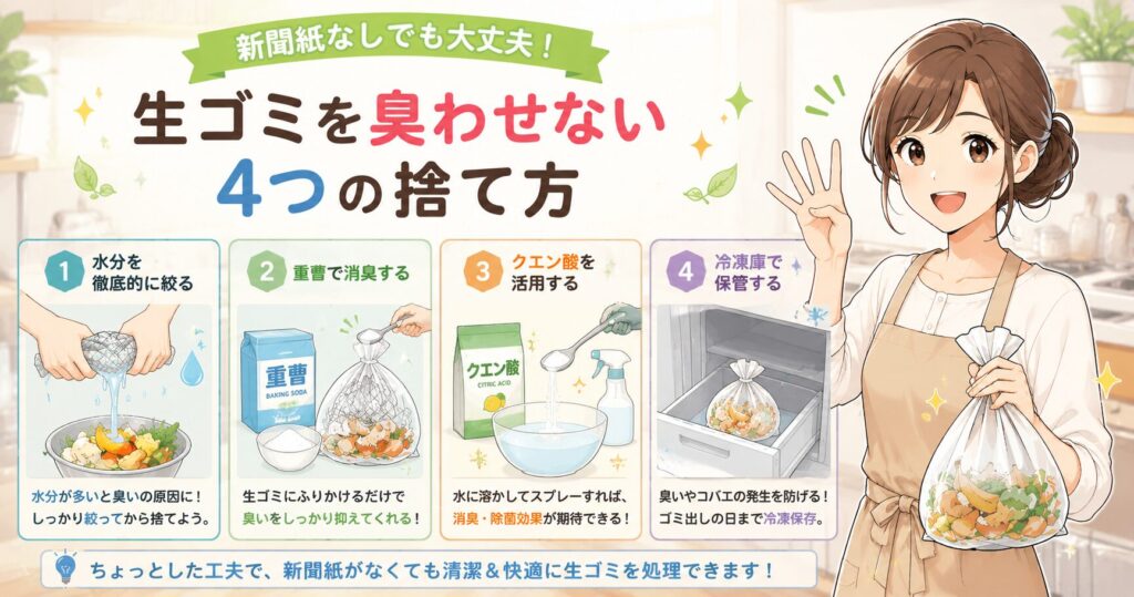 新聞紙なしでも生ゴミを臭わせない4つの捨て方