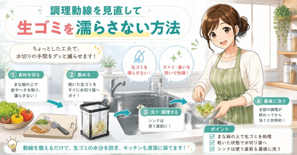 調理動線を見直して生ゴミを濡らさない方法