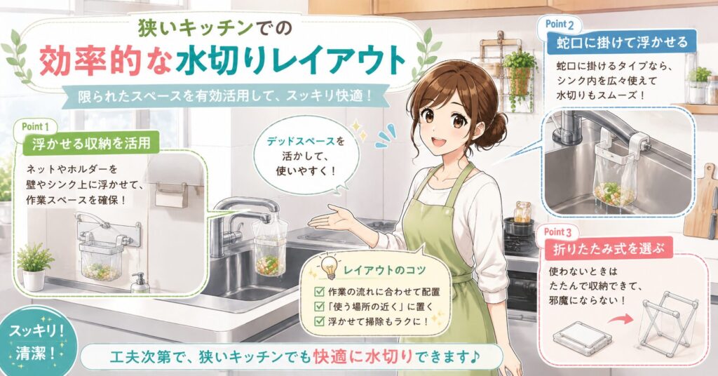 狭いキッチンでの効率的な水切りレイアウト