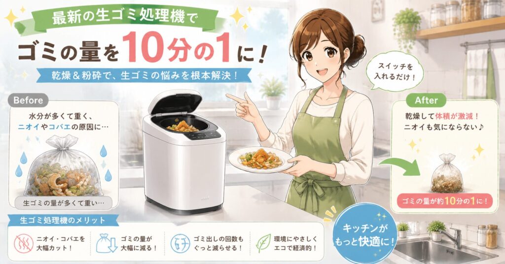 最新の生ゴミ処理機でゴミの量を10分の1に