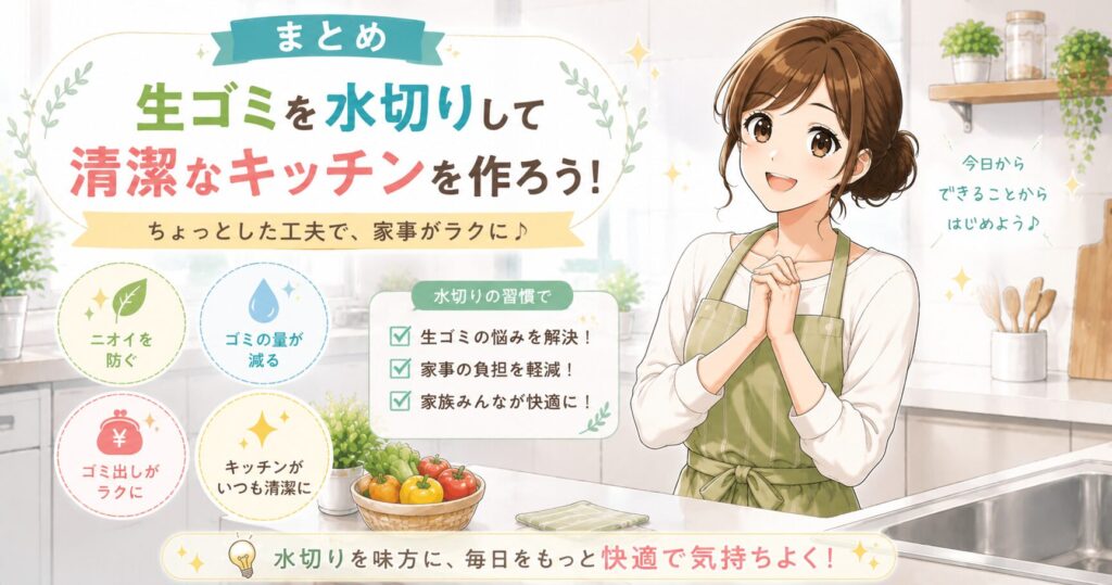 まとめ:生ゴミを水切りして清潔なキッチンを作ろう