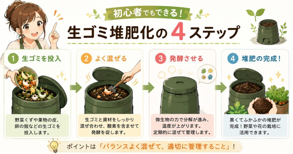 初心者でもできる生ゴミ堆肥化の4ステップ