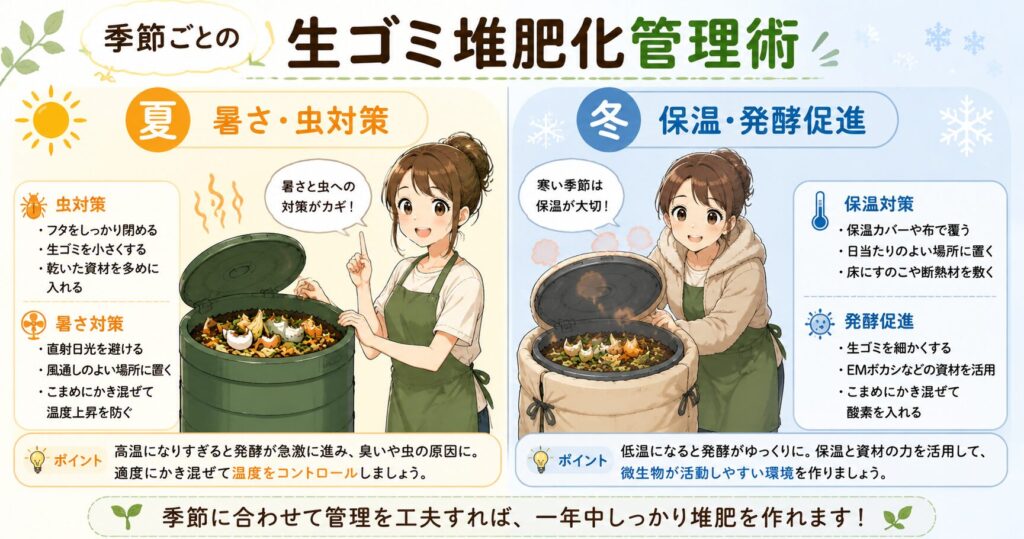 季節ごとの生ゴミ堆肥化管理術