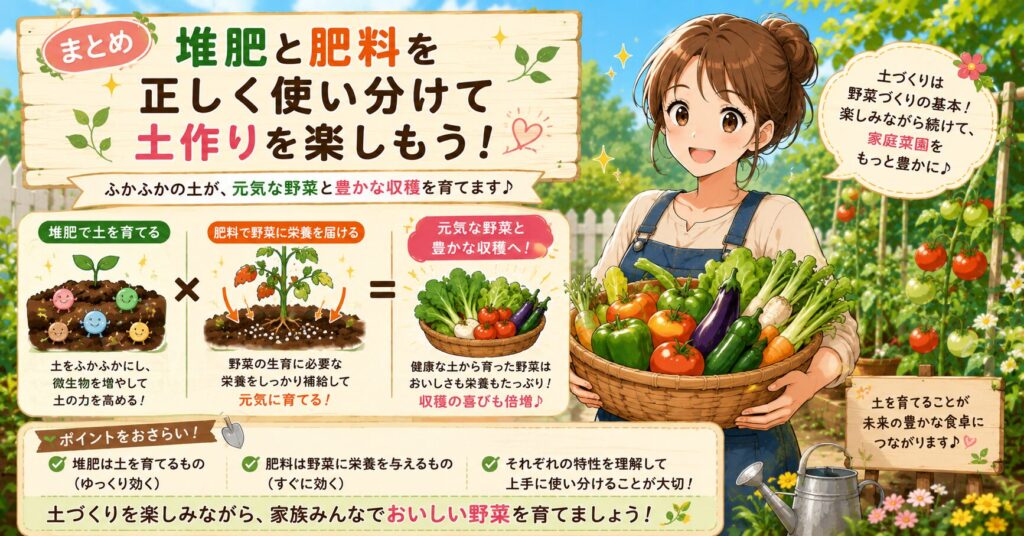 まとめ:堆肥と肥料を正しく使い分けて土作りを楽しもう