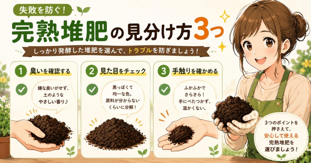 失敗を防ぐ完熟堆肥の見分け方3つ