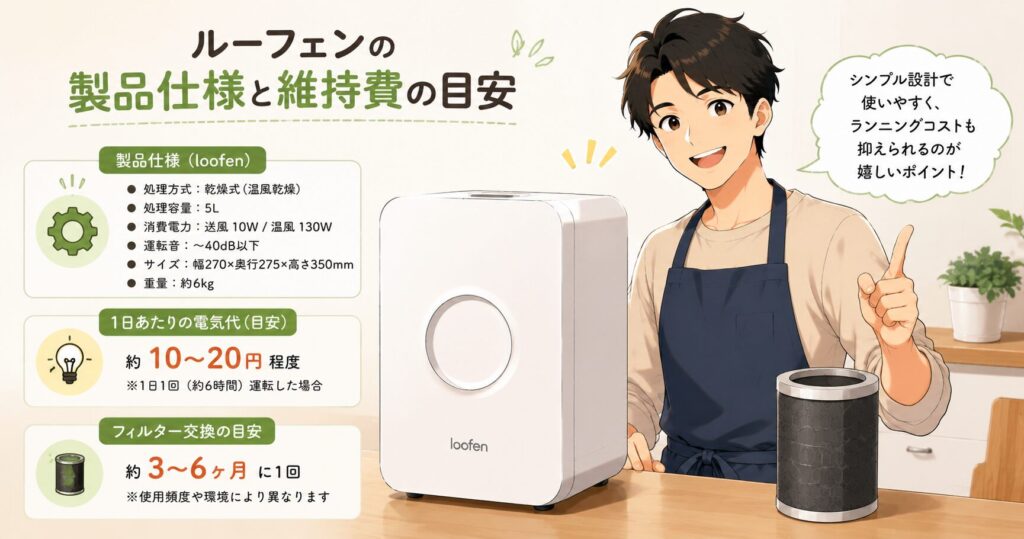 ルーフェンの製品仕様と維持費の目安