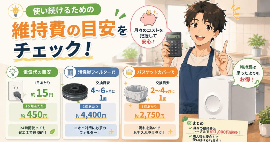 電気代やフィルター代などの維持費目安